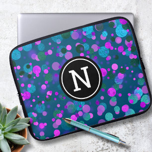 Housse Pour Ordinateur Portable Parties scintillant de confetti bleu violet points