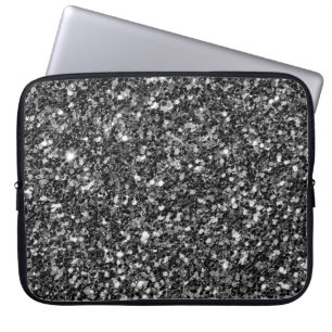 Housse Pour Ordinateur Portable Parties scintillant noire tendance étincelles blan