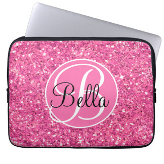 Housse Pour Ordinateur Portable Parties scintillant rose pétillant motif monogramm