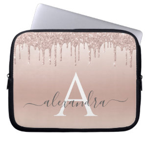 Housse Pour Ordinateur Portable Parties scintillant rose Rose or et Monogramme éti