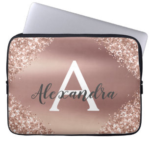 Housse Pour Ordinateur Portable Parties scintillant rose Rose or et Monogramme éti