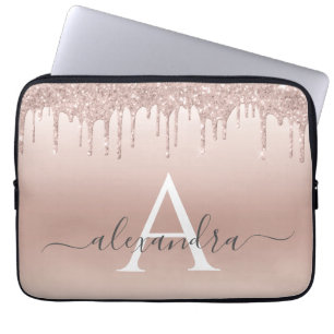 Housse Pour Ordinateur Portable Parties scintillant rose Rose or et Monogramme éti