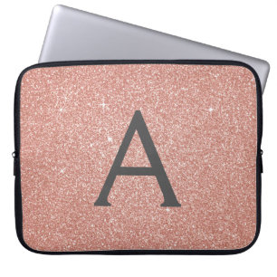 Housse Pour Ordinateur Portable Parties scintillant rose Rose or et Monogramme éti
