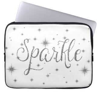 Housse Pour Ordinateur Portable Parties scintillantes argentées de Faux