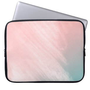 HOUSSE POUR ORDINATEUR PORTABLE PASTEL ABSTRAIT ET ILLUSTRATION BLEUE