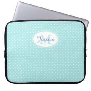 Housse Pour Ordinateur Portable Pastel Blue Polka point personnalisé