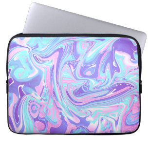 Housse Pour Ordinateur Portable Pastel Blue & Purple Marble Texture liquide