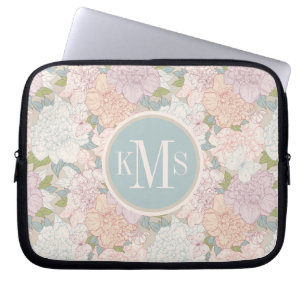 Housse Pour Ordinateur Portable Pastel Peony & Butterfly Flower Motif