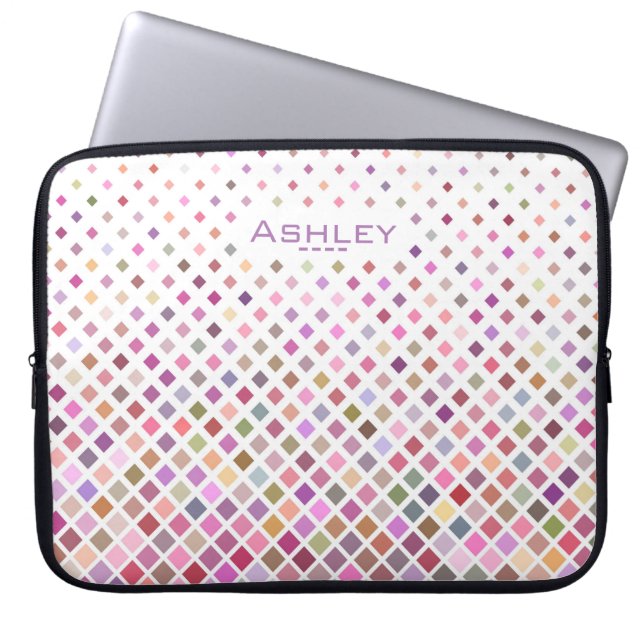Housse Pour Ordinateur Portable Pastel Pixels Cool Motif géométrique Personnalisé (Devant)