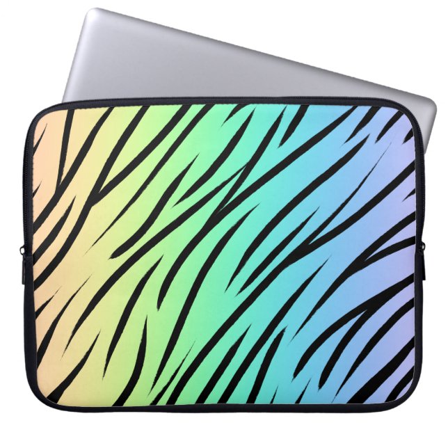 Housse Pour Ordinateur Portable Pastel Rainbow Tiger Imprimer Portable (Devant)