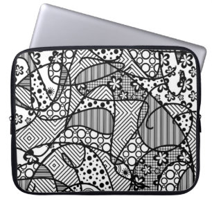 Housse Pour Ordinateur Portable Patchwork noir et blanc 04 de motif