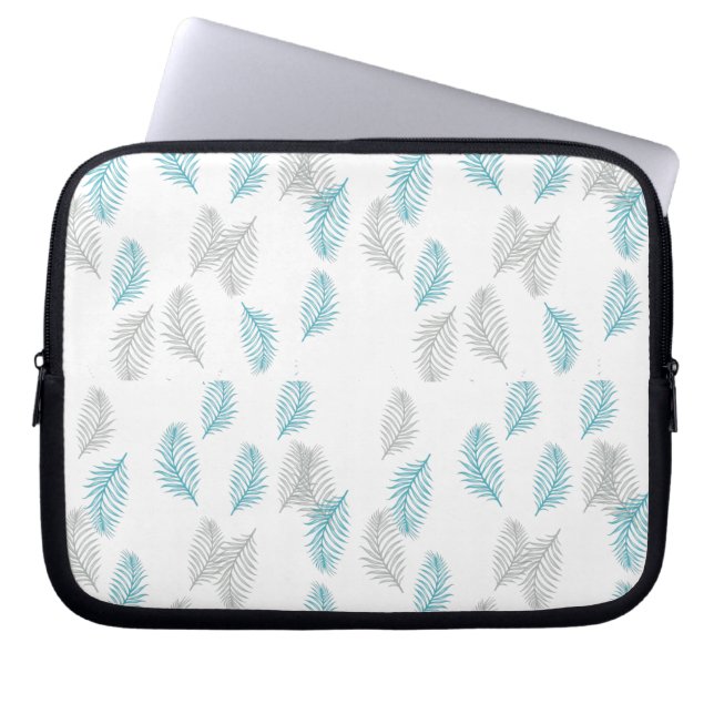 Housse Pour Ordinateur Portable Pattern Blue & Gray Leaves (Devant)