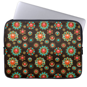 Housse Pour Ordinateur Portable Pattern de Ethnic Brooches Seamless