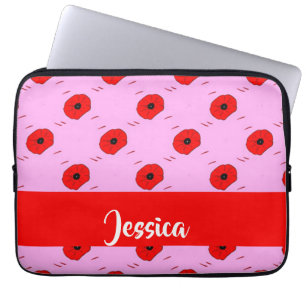 Housse Pour Ordinateur Portable Pavot rouge rose
