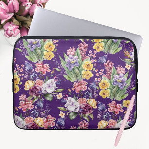 Housse Pour Ordinateur Portable Pays Jolies fleurs de jardin sur Arrière - plan vi