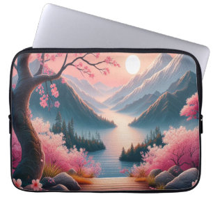 Housse Pour Ordinateur Portable Paysage de montagne forestier aux cerisiers japona