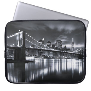 Housse Pour Ordinateur Portable Paysage de New York Pont de Brooklyn Monochrome Nu