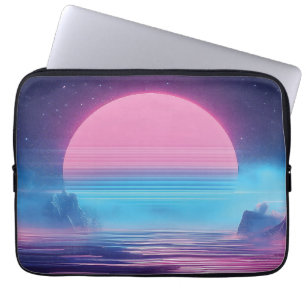 Housse Pour Ordinateur Portable Paysage du coucher de soleil Vaporwave, Conception