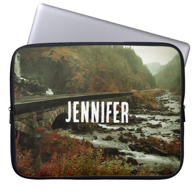 Housse Pour Ordinateur Portable Paysage forestier et fluvial d'automne (Devant)