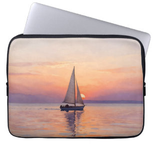 Housse Pour Ordinateur Portable Paysage marin aquarelle au coucher du soleil sur u
