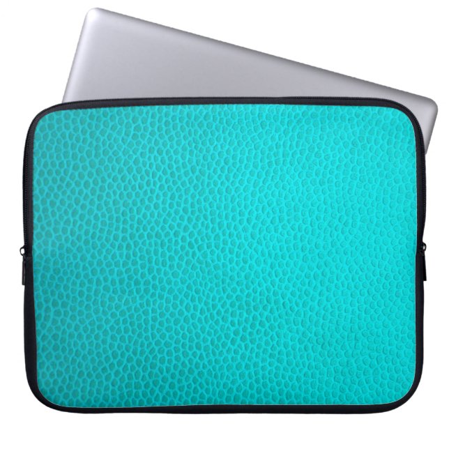 Housse Pour Ordinateur Portable peau en cuir turquoise texture peau (Devant)