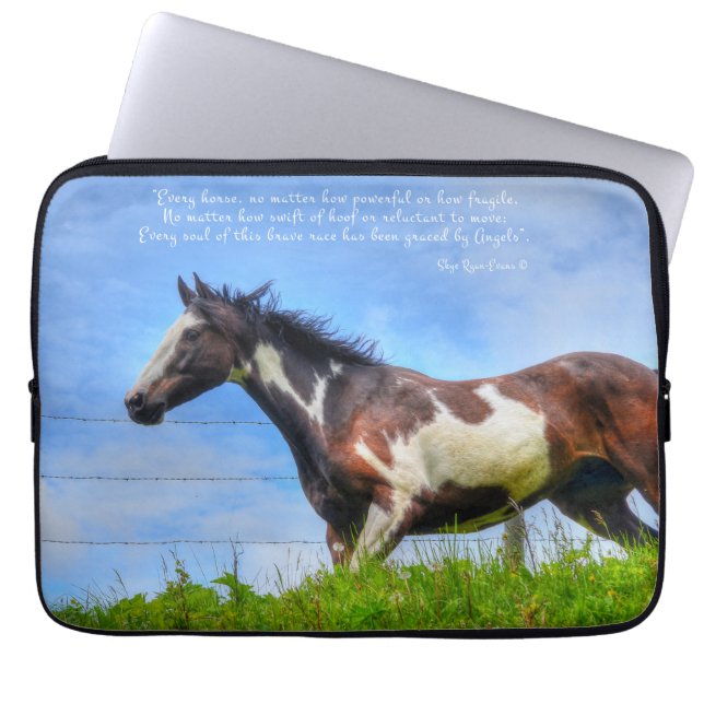 Housse Pour Ordinateur Portable Peindre Stallion et Cloud Fenceline & Poème (Devant)