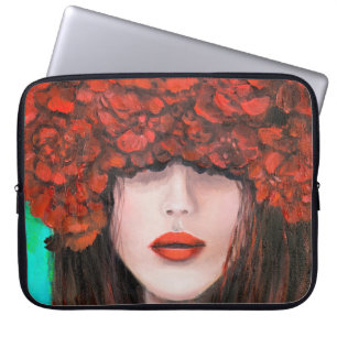 Housse Pour Ordinateur Portable Peinture à l'huile Abstraite montrant le visage de