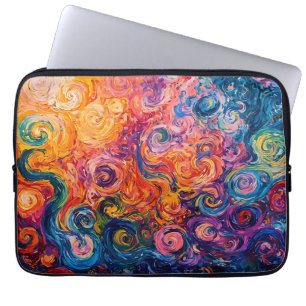 Housse Pour Ordinateur Portable Peinture à l'huile de tourbillons psychédélique