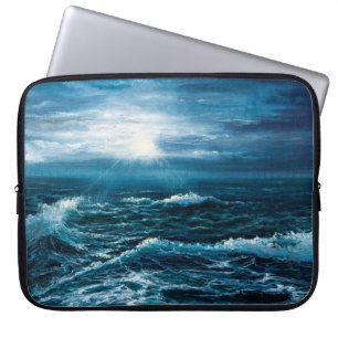 Housse Pour Ordinateur Portable peinture à l'huile montrant les vagues de l'océan
