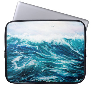 Housse Pour Ordinateur Portable peinture à l'huile montrant les vagues de l'océan