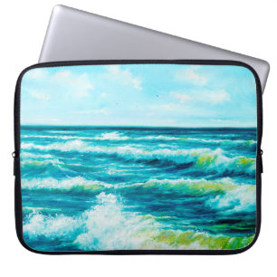 Housse Pour Ordinateur Portable peinture à l'huile montrant les vagues de l'océan
