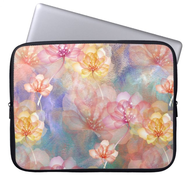 Housse Pour Ordinateur Portable Peinture Abstraite et fleurs (Devant)