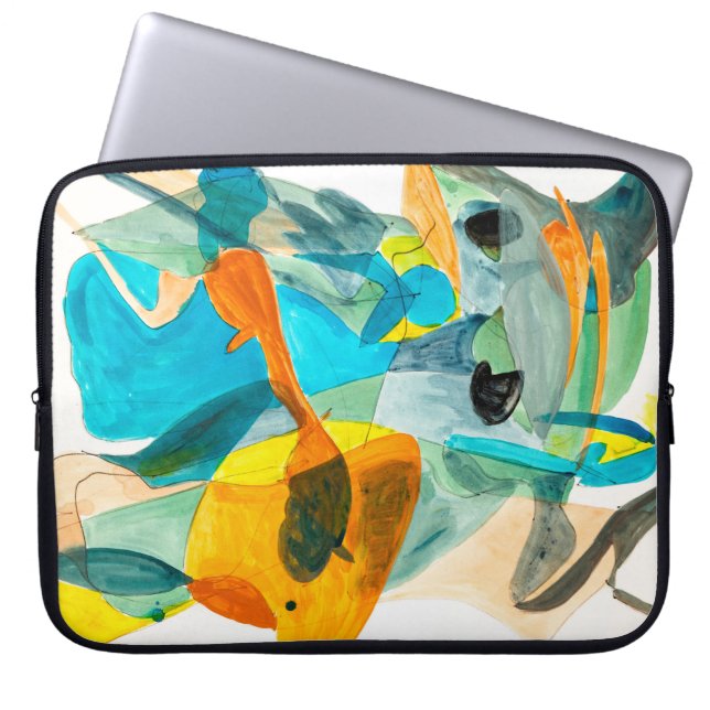Housse Pour Ordinateur Portable Peinture abstraite sur papier aux couleurs vives,  (Devant)