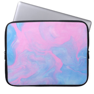 Housse Pour Ordinateur Portable PEINTURE ABSTRAITE turquoise ET BLANCHE