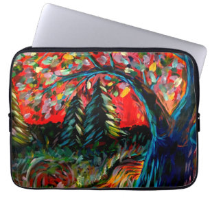 Housse Pour Ordinateur Portable Peinture Colorée Sur Arbre Et Rivière