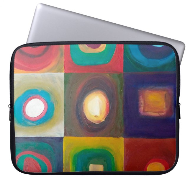Housse Pour Ordinateur Portable Peinture d'art moderne, moderne, abstrait, carré,  (Devant)
