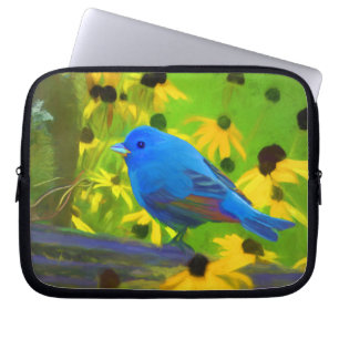 Housse Pour Ordinateur Portable Peinture de Bunting Indigo - Art original pour ois