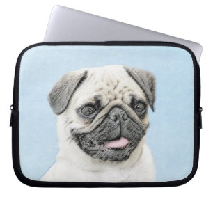 Housse Pour Ordinateur Portable Peinture de carlin - Joli art original de chien