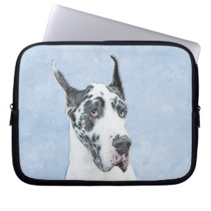 Housse Pour Ordinateur Portable Peinture de Great Dane (Arlequin) - Art original d