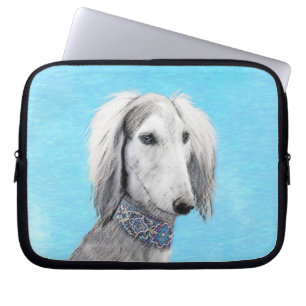 Housse Pour Ordinateur Portable Peinture de Saluki (Argent) - Joli art original de