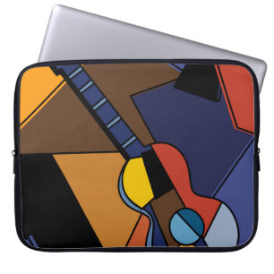 Housse Pour Ordinateur Portable Peinture de surréalisme de guitare cubiste.