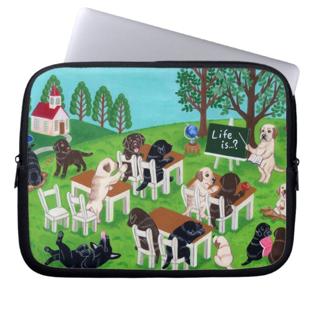 Housse Pour Ordinateur Portable Peinture d'école de Labrador (Devant)