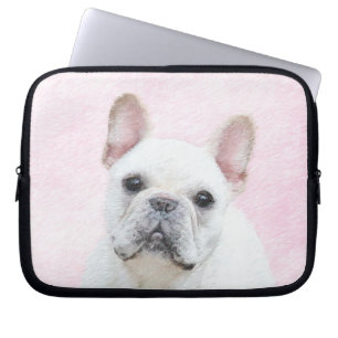 Housse Pour Ordinateur Portable Peinture française de Bulldog (Crème/Blanc) - Art
