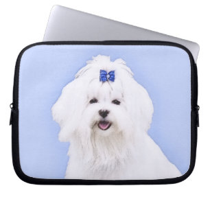 Housse Pour Ordinateur Portable Peinture maltaise - Joli art original pour chien