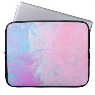 HOUSSE POUR ORDINATEUR PORTABLE PEINTURE PASTEL ET BLEU
