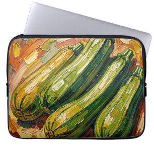 Housse Pour Ordinateur Portable Peinture vibrante de courgettes à l'impasto