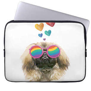 Housse Pour Ordinateur Portable Pekingese Dog with Hearts Saint-Valentin
