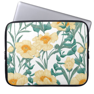 Housse Pour Ordinateur Portable Peony Claire de Lune plante motif sans soudure. Ma
