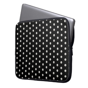 Housse Pour Ordinateur Portable Perles blanches sur noir