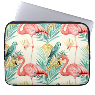 Housse Pour Ordinateur Portable Perroquet Flamant Tropical Jungle